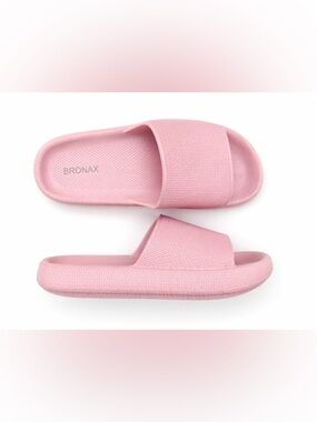BRONAX Pink Cloud Slides Sandals | Cushioned Comfort Thick Sole | Size 9